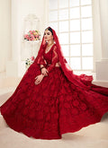 Rouge Red Pearl Embroidered Wedding Lehenga Choli