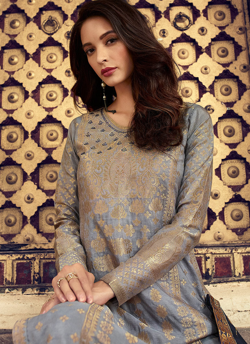 Silk Palazzos Pant Suit