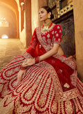 Indian Clothes - Bridal Red And Golden Embroidered Wedding Lehenga Choli 