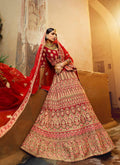 Indian Lehanga - Red And Golden Wedding Lehenga Choli