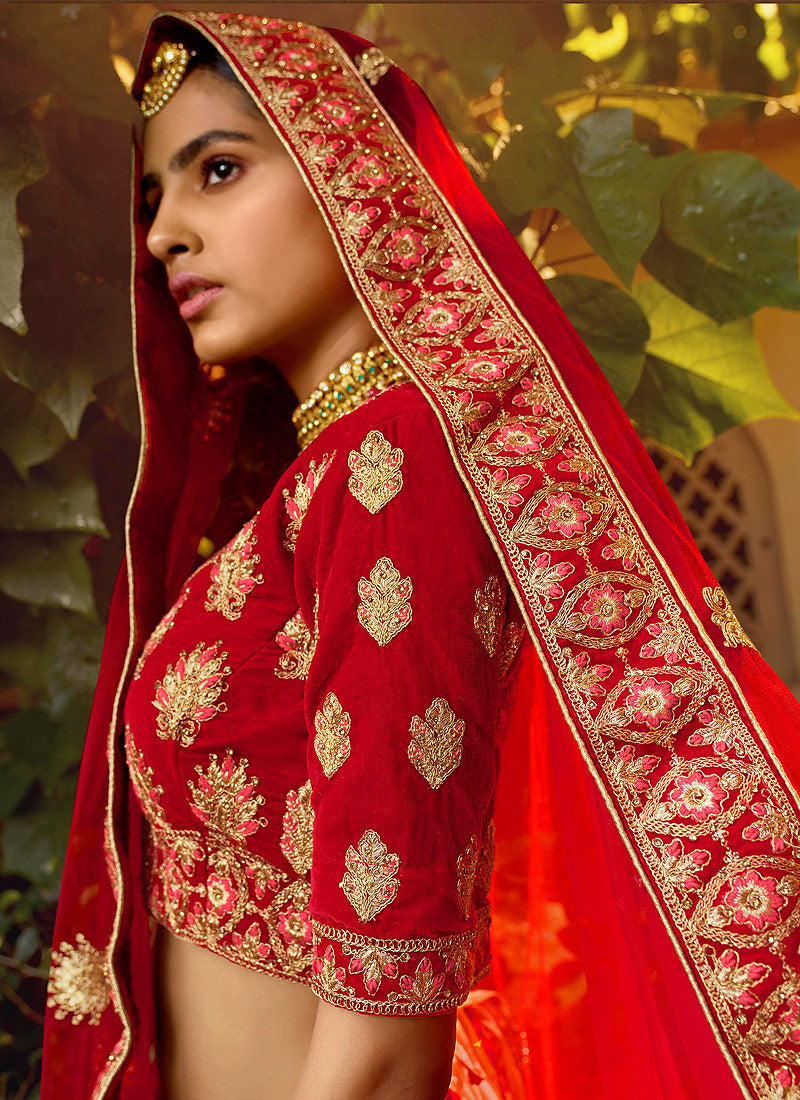 Lehanga Choli - Red And Golden Lehenga Choli In usa