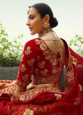 Indian Lehanga - Red And Golden Wedding Lehenga Choli