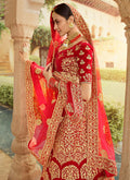 Indian Clothes - Red And Golden Embroidered Wedding Lehenga Choli