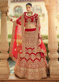 Lehanga Choli - Red And Golden Embroidered Wedding Lehenga Choli