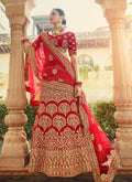 Red And Golden Wedding Lehenga Choli