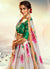 Indian Clothes - White And Green Floral Printed Lehenga Choli
