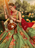 Indian Clothes - Green And Red Lehenga Choli