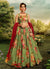 Green And Red Floral Printed Lehenga Choli