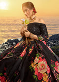 Indian Clothes - Black Multicoloured Floral Printed Lehenga Choli