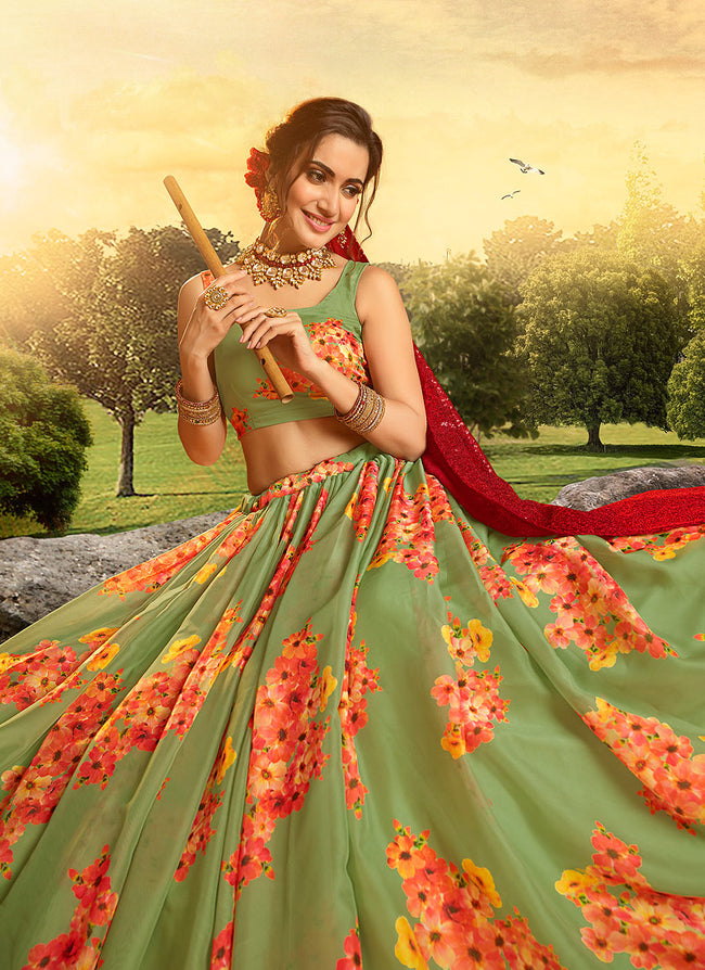 Shop for designer floral print lehenga set online