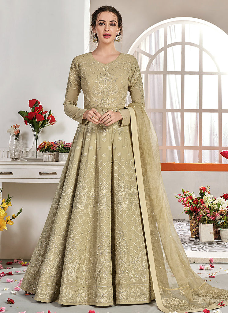 Embroidered Flared Anarkali Suit