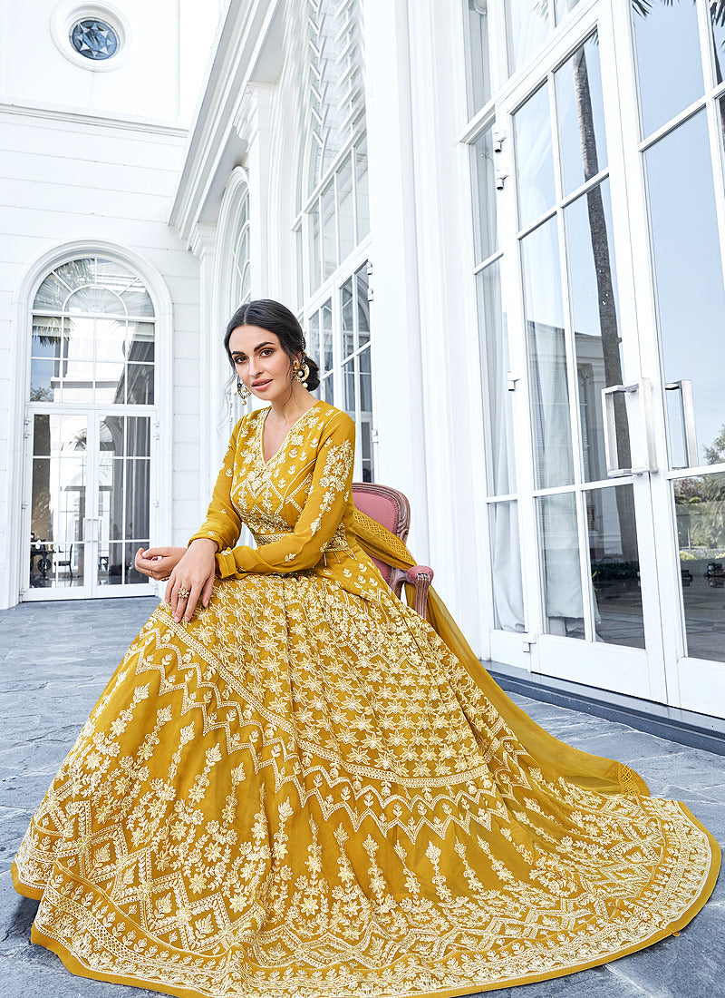Lucknowi Embroidered Anarkali Suit