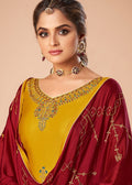 Indian Clothes - Yellow and Red Embroidered Salwar Suit In usa uk canada