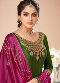 Indian Clothes - Green And Pink Embroidered Salwar Suit