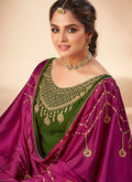 Indian Suits - Green And Pink Embroidered Salwar Suit In usa uk canada