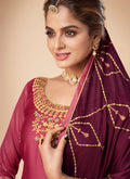 Indian Clothes - Pink And Maroon Embroidered Salwar Suit