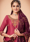 Indian Suits - Pink And Maroon Embroidered Salwar Suit In usa uk canada