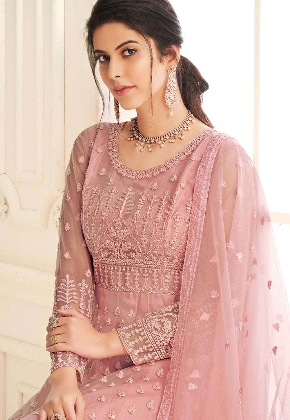 Soft Pink Anarkali Suit  In usa 