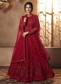 Bridal Red Embroidered Flared Anarkali Suit