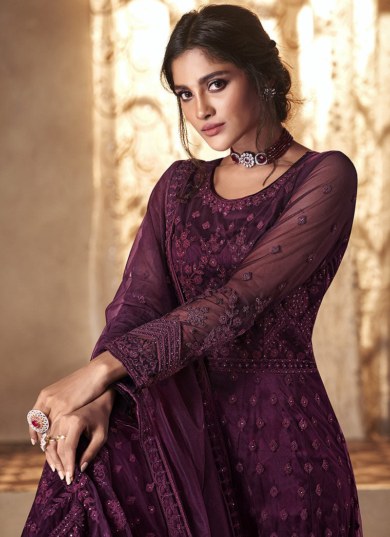 Wine Purple Anarkali Suit In usa