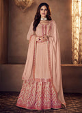 Peach Badla Embellished Designer Lehenga Suit