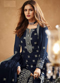 Navy Blue Mirror Designer Gharara Suit