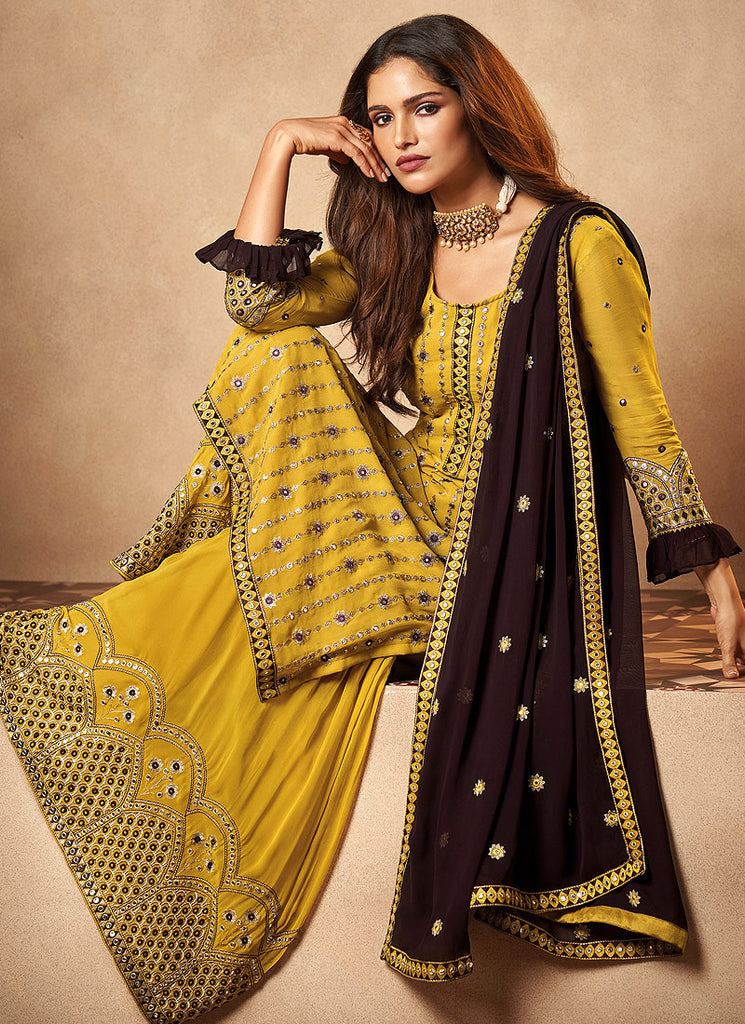 Mustard Yellow Gharara Suit In Canada