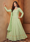 Pastel Green Lucknowi Embroidered Designer Anarkali Suit