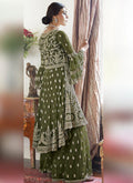 Indian Clothes - Dark Green Multi Embroidered Designer Gharara Suit