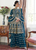 Dusky Blue Beige Designer Gharara Suit