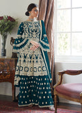 Turquoise Multi Embroidered Designer Sharara Suit