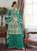 Green Multi Embroidered Designer Sharara Suit