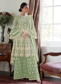 Light Green Multi Embroidered Designer Sharara Suit
