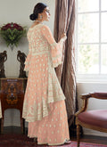 Soft Peach Designer Sharara Suit In usa