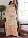 Soft Peach Multi Embroidered Designer Sharara Suit
