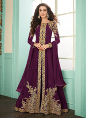 Plum Anarkali Suit