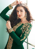 Indian Clothes - Dark Green Embroidered Anarkali Suit