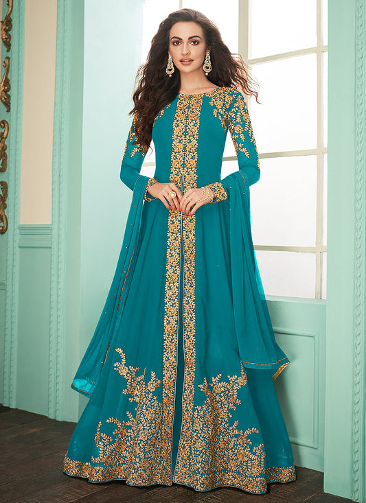 Aqua Blue Anarkali Suit