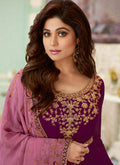 Indian Clothes - Maroon And Pink Designer Anarkali Suit