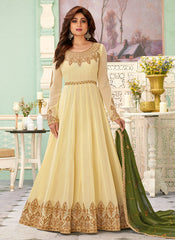 Cream Designer Anarkali Suit