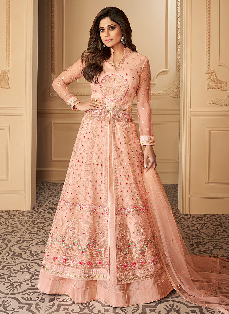 Peach Anarkali Lehenga