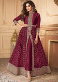 Maroon Golden Pants Suit