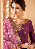 Indian Clothes - Plum Two Tone Jacquard palazzo Suit