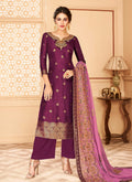 Plum Jacquard palazzo Suit