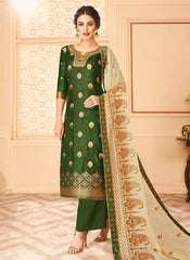 Green Jacquard Palazzo Suit