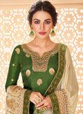 Indian Clothes - Green And Golden Jacquard Palazzo Suit