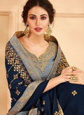 Indian Clothes - Grey And Blue Jacquard Palazzo Suit