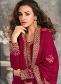 Indian Clothes - Red Palazzo Style Pant Suit In usa uk canada