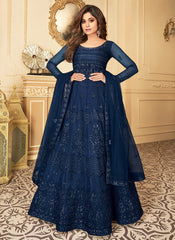 Navy Blue Sequence Anarkali Suit