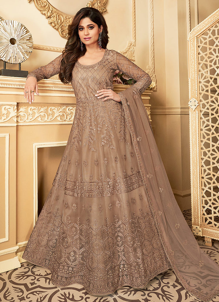 Beige Sequence Anarkali Suit